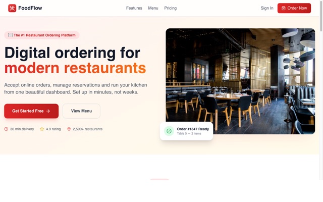 Restaurant Ordering — digital menu and online orders